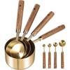 Measure Cup and Spoon Set,Gold Measuring Cup Spoon Set,Wooden Handle