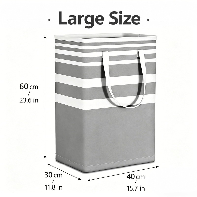 Collapsible Laundry Hamper Bag with Wooden Handles – 75L/20Gal Large