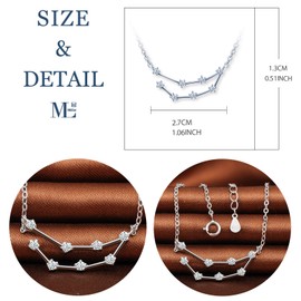 MicLee Women's 925 Sterling Silver Cubic Zirconia Necklace 12 Constellations Zodiac Sign Pendant Silver Chain with Gift Bag Super Gift for Couples Mother Daughter, Silver, Cubic Zirconia