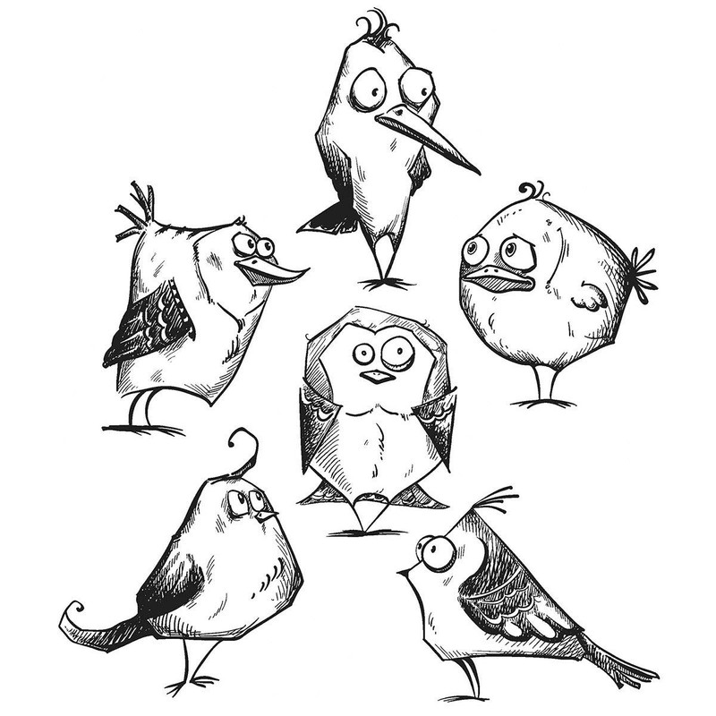 Stampers Anonymous CMS-212 Crazy Bird Mounted Stamp, Red, Gray, 7