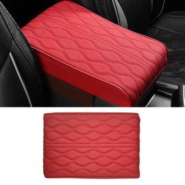 pvotawp Center Console Armrest Cover, Middle Console Lid Scratch Height Pad, Waterproof Leather Memory Foam Armrest Box Cushion Protection Mat, Universal Car Replacement Accessories(Wine Red)