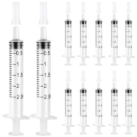 24 Pack 2.5ml Plastic Syringe with Cap, Sterile Syringe Individually Sealed for Labs, Measuring Liquids, Feed Pets, Oil or Glue Applicator