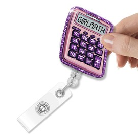 Msticey Girl Math Glitter Retractable Badge Holder, Funny Calculator ID Card Badge Reel Gifts for Nurse Doctor, Graduation Gifts, Affirmation Gifts for Friend Her, Office Gifts for Colleague Coworker
