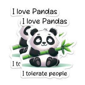 (2 Pack) I Love Pandas I Tolerate People Stickers - Panda Lover Zoo Keeper - 5 Inches On Longest Side - Premium Vinyl - for Cars, Trucks, Skateboards, Laptops - Made in USA - BMCS0468