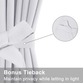 XWZO French Door Curtains for Front Door Window, Room Darkening Privacy Thermal Insulated Blackout for Glass Door Covering, Rod Pocket Curtains and Tiebacks, 54W by 72L, 1 Panel, White