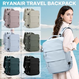WEPLAN Travel Backpack Women,Ryanair Cabin Bags 40x20x25 Underseat Carry On Backpacks for Airplanes Hand Luggage Backpack Cabin Size Rucksack Men Casual Daypack with Shoes Compartment,Grey Blue