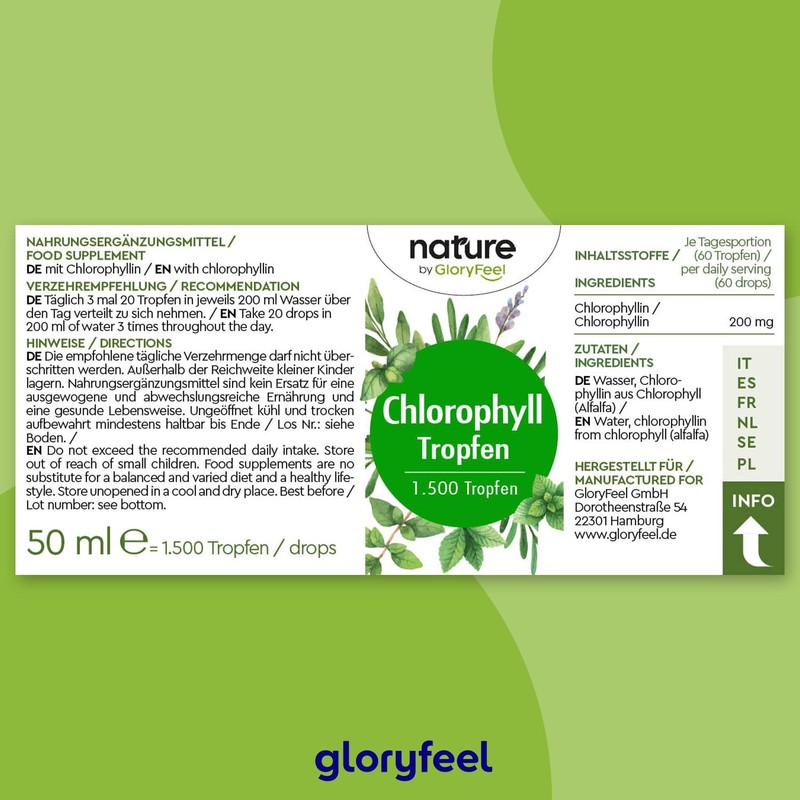Chlorophyll Drops - 50 ml Liquid from Pure Alfalfa -