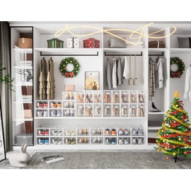 SIMPDIY Shoe Storage, 12 Pack Shoe Organizer for Closet, Shoe Boxes Clear Plastic Stackable Shoe Containers with Lids for Size 10