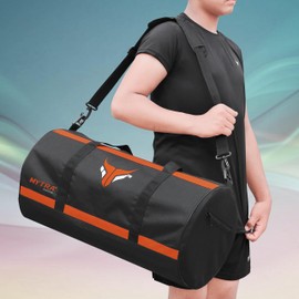 Mytra Fusion Sports Bag – Training Bag with Adjustable Shoulder Strap Sports Bag Men & Women Travel, Weekend, Sports Bag, Black/Orange
