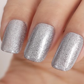TUTUYU Shimmery Silver Gel Nail Polish - 15ml Silver Glitter Nail Polish with Sparkling Shimmer, Chip-Resistant Lasts 28+ Days for Christmas & Holiday Party Nails