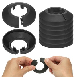 PATIKIL 26.5mm Plumbing Cover Plates, 9 PCS Wall Split Flange Pipe Cover Decoration Escutcheon Plate Collar Flange Water Pipe Cover Decoration PP Plastic for Wall Pipe Tube Hole, Black