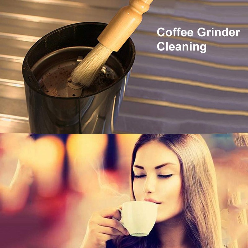 Coffee Grinder Cleaning Brush + Coffee Brush Wood Handle &