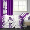 King Size Bedspread Set 9 Pieces, Purple Gardenia Flower