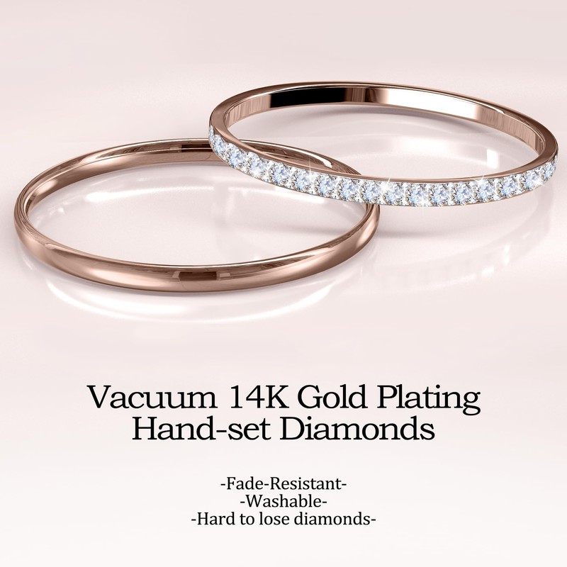 SZJCLTD 2 Pack 14K Gold Plated Stackable Rings Compatible with