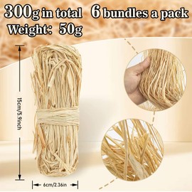 FAINCA Raffia Natural Raffia, Pack of 6, 300 g, Natural Raffia Ribbon, Natural Rope Gift Ribbon, Natural Fibre Raffia Ribbon, for Crafts, Decoration, Weaving, Florists, Garden