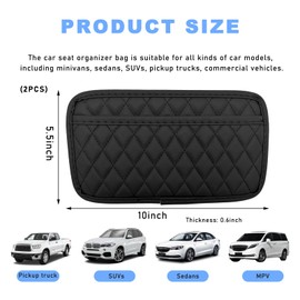 Ohleats 2 PCS Car Side Pocket Organizer, Waterproof Leather Self-Adhesive Automotive Storage Pocket Pouch, Universal Seat Gap Storage Bag for Phone Card Sunglasses, Car Accessories (Large)