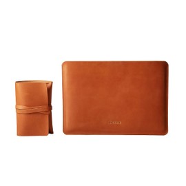 Laptop Sleeve Case & Cord Organizer Bag, Cable Tech Accessories Pouch, Charger Case, MacBook Pro 13 / Air M2 Case (NEW MacBook Pro 14" 2021-2022 // Pro 13" 2012-2015, Cognac)