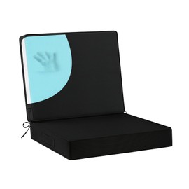 HOMELYSIAN Waterproof Outdoor Chair Cushions 22x22, Memory Foam Outdoor Cushions for Patio Furniture with Removable Cover, Deep Seat Cushions for Outdoor Furniture with Ties and Handle, Black