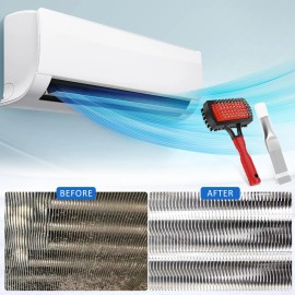 2-Piece AC Coil Cleaning Kit with Dual-Sided Brush and Stainless Steel Fin Comb