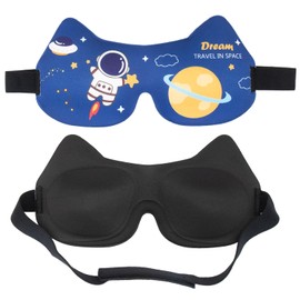 CHEERYMAGIC Kids Sleeping Mask, Kids Eye Masks, 3D Sleep Masks with Adjustable Strap, Space Cartoon Pattern Print Eye Covers Blindfold for Sleeping Night Travel Nap Train Flight A9LTTKYZ (C)