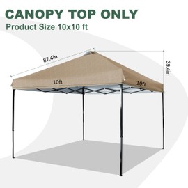 JANCANOPY 10x10 Canopy Replacement Top with Air Vent Silver Coated for Straight Leg Canopy Frame, (Beige Ripstop)