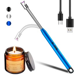 Bluelander Encendedor Electrónico, Encendedor Eléctrico con Aleación de Zinc, Carga USB, Encendedor con Cuello Flexible, Ideal para Velas, Estufa, Campamentos y Más (1, Azul)