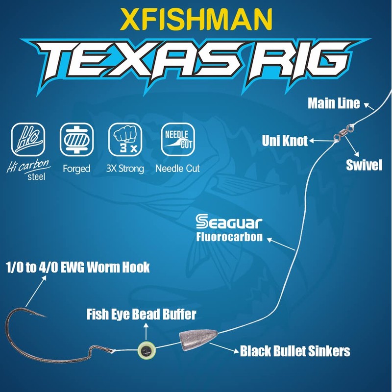 Texas-Rigs-for-Bass-Fishing-Leaders-with-Weights-Hooks-Rigged-Line-Kit (5/0 Hooks-3/8 oz Weight-5pcs)