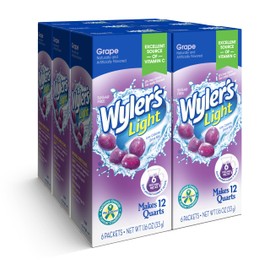 Wyler's Light Pitcher Packs, Water Drink Mix, Grape, 6 Boxes (36 Pitcher Packets)