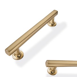 ZAUYX 10 Pack Champagne Bronze 3 Inch Hole Center Cabinet Pulls Kitchen Cabinet Handles Solid Square Pulls for Kitchen Cabinet Door Handles Arch Dresser Handles for Cabinets and Drawers