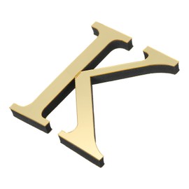 PATIKIL 3D Acrylic Alphabet Mirror Wall Stickers Letter K Self-Adhesive Home Decor Letter Sign Art Sticker Decal for DIY Home Decoration Light Gold