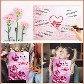 D4DREAM Jumbo Mothers Day Card for Mom 20”x 14.3”I Love You Mom Happy Mother's Day Greeting Card Large Pink Floral Mothers Day Gifts Card for Best Mom from Daughter Son Kids All of Us