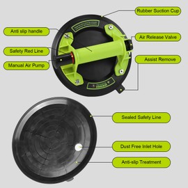 DEWINNER 8" Glass Suction Cups - Heavy-Duty Vacuum Glass Lifter for Windshield Tiles and Granite - 660lbs Load Capacity - 2 Pack Industrial Suction Cup with Carry Case