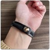 PEAS Punk Jewelry Embroidery Pattern Pu Leather Cuff Bracelet(Black)