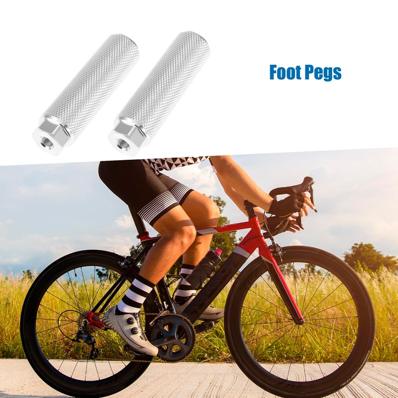 A ABSOPRO Rear Foot Pegs Footrests Silver for BMX MTB