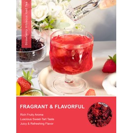 TeeLux Strawberry Hibiscus Iced Tea, Natural Hibiscus Tea with Stevia and Rosehip, Tangy & Sweet Flavor, Caffeine Free, 100 Count