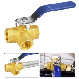 QINERSAW Three-Way Valve Three-Way Type Valve Three-Way Ball Valve 3-Way Valve Internal Thread Water Pipe L-Bore Shut-off Valve for Water, Oil and Air Pipes Lever Handle DN15 1/2 Inch Brass