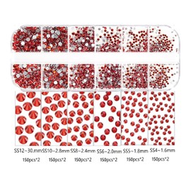 Jollin 1920 Pieces Flat Back Rhinestones Glass Pendants Gemstones for Nail Art Assorted Shapes Siam