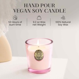 M&SENSE Natural Soy Candle | Jasmine & Pink | 9.2 oz, 50H Burn Time | Luxury Scented Candle for Relaxation, Gifting, Home Décor | Ideal for Bedroom, Office, Party Ambiance