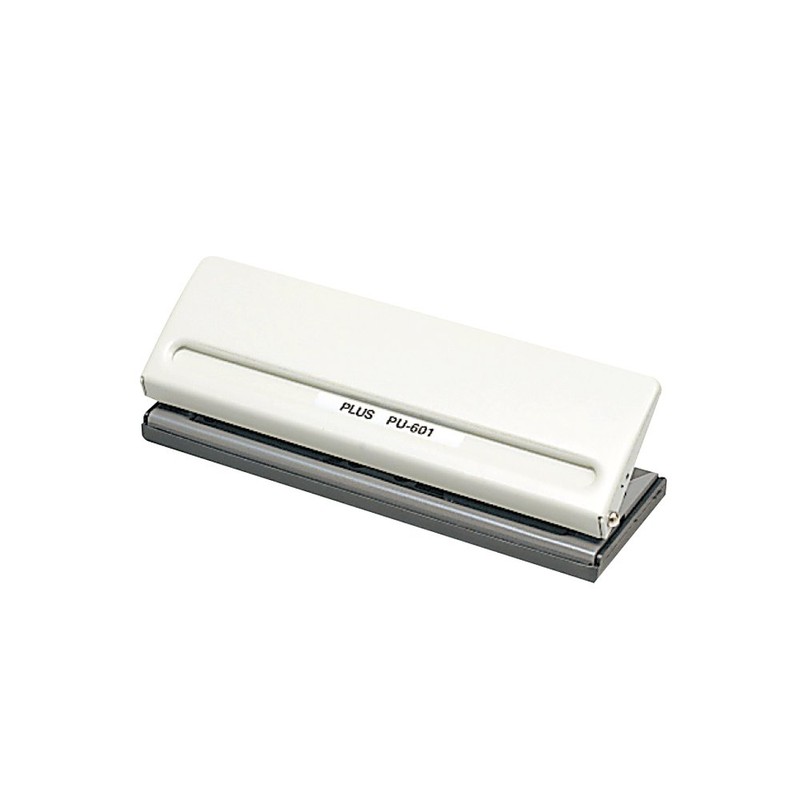 PLUS PU-601 6-Hole Punch Movable Binder Notebook, White