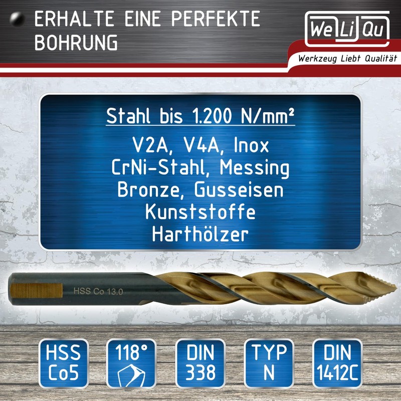 WELIQU HSS-E Cobalt Step Point Twist Drill Bit Diameter 4.2