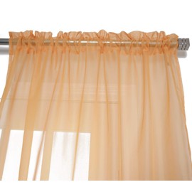 NIM Textile Elegant Sheer Voile Curtains Panels, Rod Pocket Top, 2 panles 140 cm x 213 cm Each, Orange, Love Inn Collection