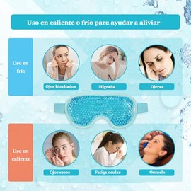 Máscaras de Hielo para Ojos y Cara, Mascarilla de Facial y Ojos Reutilizable, para Hinchazón/Ojeras/Migraña/Alivia Estrés, Compresa Fría o Caliente pa