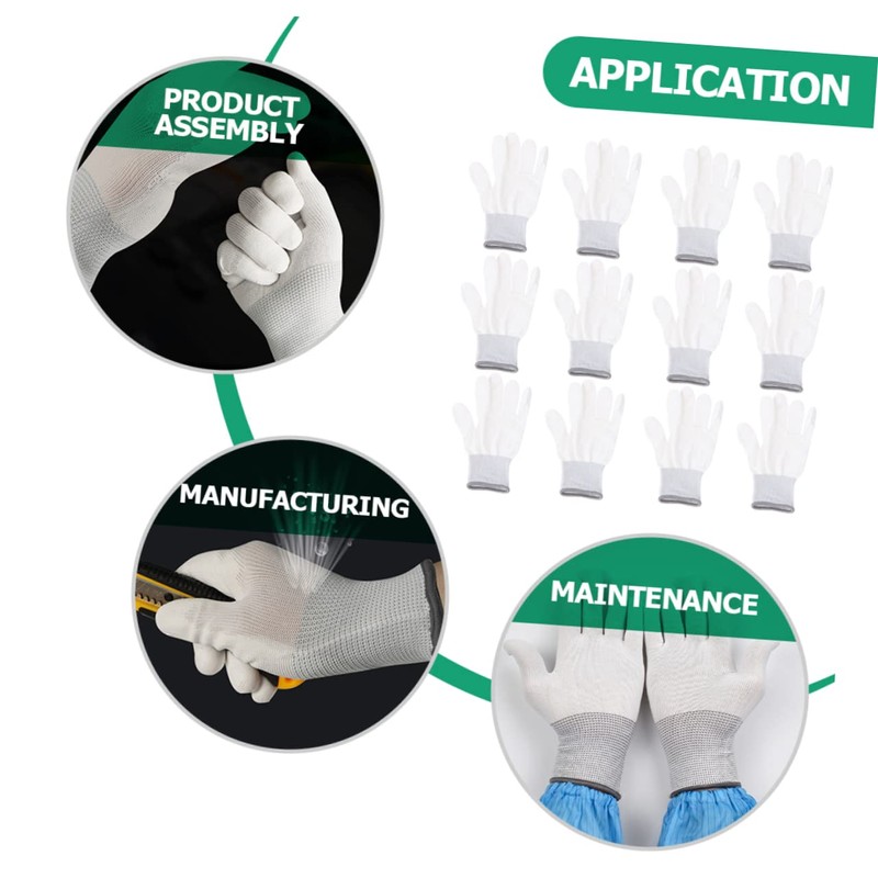 Mipcase 12 Pairs Fingertip Static Nylon Gloves for Industry Precision