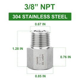 TAISHER 2PCS 304 Stainless Steel 3/8" NPT Male x 3/8" NPT Female Check Valve,Backflow Prevention,One Way Non-Return Check Valve