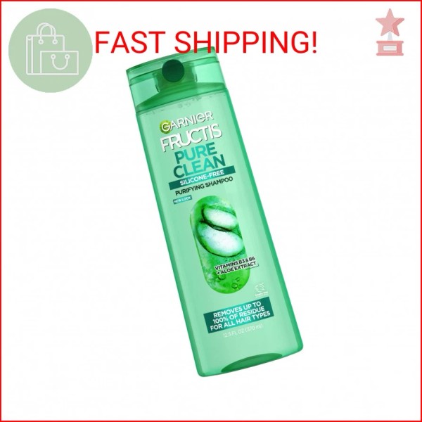 Garnier Fructis Pure Clean Purifying Shampoo, Silicone-Free, 12.5 Fl Oz,