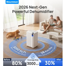 3000 Sq.Ft Dehumidifier for Bedroom with Drain Hose, Max 38 Pint/Day Dehumidifier for Bathroom & Basement, 3 Color Light, 24H Timer, Child Lock, 3 Modes, Small Smart Portable Dehumidifier for Room
