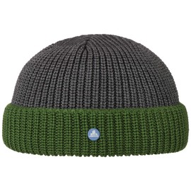 HAMMABURG Twotone Docker Hat Women/Men - Made in Italy - One Size (approx. 55-59 cm) Knitted Hat - Multicoloured Winter Hat Made of Wool Blend - Envelope Hat Autumn/Winter, charcoal-green