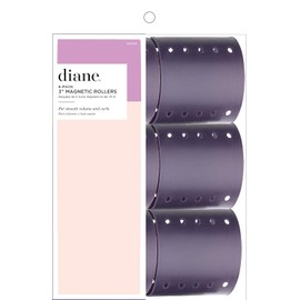 Diane 3-Inch Magnetic Hair Rollers, Secure Hold for Big Curls and Volume, Ideal for Styling with Pins, Picks, or Clips, Easy to Clean and Maintain, Purple, 6 Count