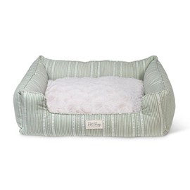Fringe Studio "Block Stripe Dusty SAGE 29" W x 24" D x 9" H Medium Rectangular Cuddler Pet Bed W/Reversible Cushion, 100% Cotton Canvas Exterior, Machine Washable, PetShop Collection (755MD001)
