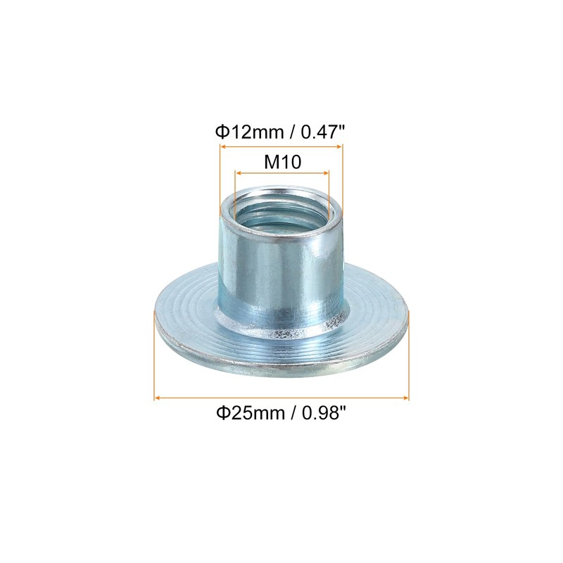 sourcing map M10 T-Nuts, 24pcs Carbon Steel Tee Nut Round